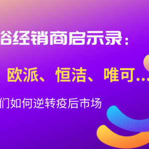 卫浴经销商启示录：恒洁、箭牌、欧派、唯可、米洛斯、金牌...牛商们如何逆转疫后市场?